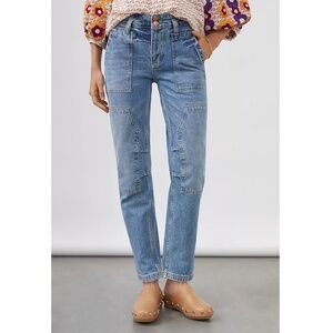 Anthropologie Pilcro The Wanderer Relaxed Jeans Blue Denim Boho Straight Size 29